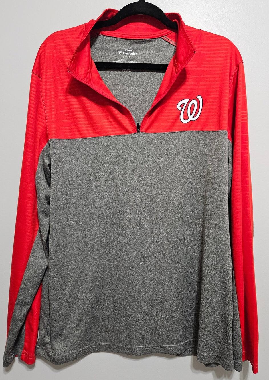 Women's Washington Nationals MLB Baseball Quarter Zip LS Red Gray Size Large